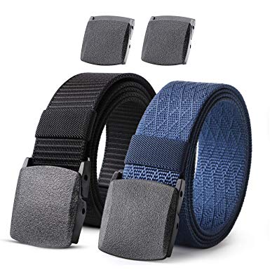 Nylon Military Tactical Men Belt 2 Pack Webbing Canvas Outdoor Web Belt with Plastic Buckle