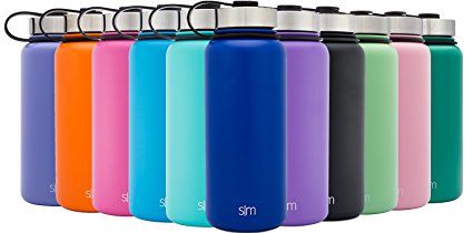 Simple Modern Summit Water Bottle   Extra Lid - Vacuum Insulated Stainless Steel Wide Mouth Hydro Travel Mug - Powder Coated Double-Walled Flask