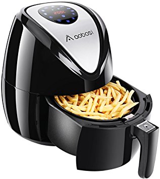 Aobosi Digital Air Fryer Multi-functional Low Fat Air fryer 7 Built-in Smart Menus for Quick Start, 2.6L Healthy Hot Airfryer for Home and Kitchen, Free Recipe Book