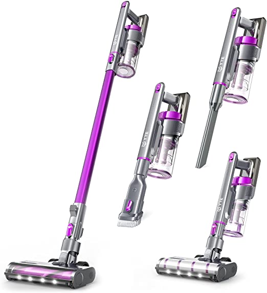 YTE Cordless Vacuum Cleaner, 300W Brushless Motor, 26KPa Powerful Suction Stick Vacuum 8 in 1 with LED Headlight, Up to 40 Mins Runtime, Handheld Lightweight Vac for Carpet Hard Floor Car Pet Hair