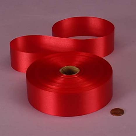 Red Embossed Poly Satin Ribbon, 4433730 by Paper Mart