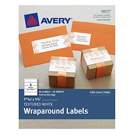 Avery Dennison Textured Wraparound Labels, White, Pack Of 50, 7.85"x1.75" (08217)