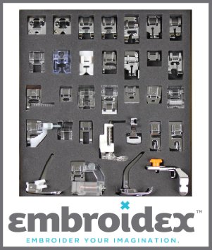 Embroidex 32 Sewing Presser Feet for Brother, Babylock, New Home, Janome, Elna, Toyata, Singer, Elna, Simplicity, Necchi, Kenmore
