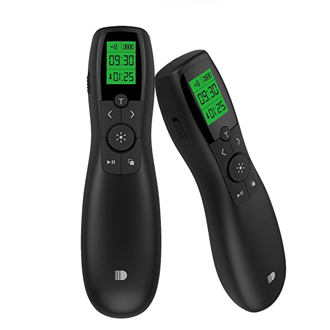 Wireless Presenter, Rechargeable Green Laser Pointer Presentation Remote with LED Display, 2.4GHz Powerpoint Presentation Pointer Remote PPT Slide Changer