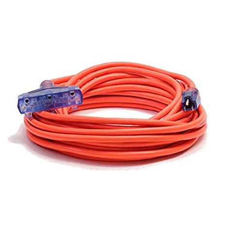 ProStyle 50ft. #10 SJTW 3 Conductor Triple Tap Extension Cord With Lighted Ends - Orange