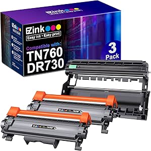 E-Z Ink (TM Compatible Toner Cartridge and Drum Unit Replacement for Brother TN-760 TN730 TN-730 Toner Cartridges DR 730 Drum Unit for HL-L2350DW MFC-L2710DW Printer (2 Toner Cartridge, 1 Drum Unit)