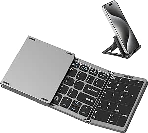 MoKo Clavier Bluetooth Pliable, Portable Clavier sans Fil avec Pavé Tactile et Pavé Numérique, QWERTY Mini Clavier Rechargeable et Portatif pour Windows iOS Android Tablette/Smartphone/PC, US Layout