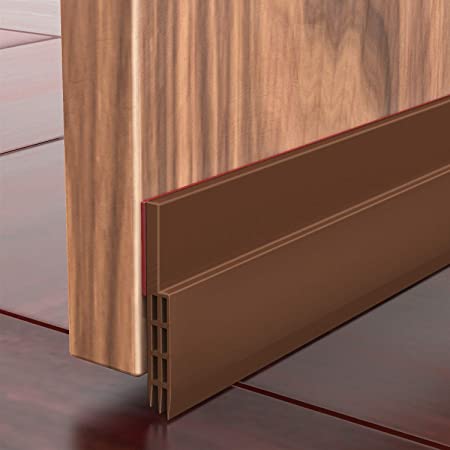 YEHOBU Door Draft Stopper, 2" W x 39" L Under Door Floor Seal, Door Sweep Strip, Under Door Draft Blocker, Strong Adhesive Door Sweep (Brown)