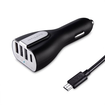 Quick Charge 3.0 USB C Car Charger, Swiftrans 50W 4-Port USB Car Charger for LG G5, Samsung Galaxy S7/S6/Edge, Nexus 6P/5X, iPhone and More( Micro-USB Cable Included)