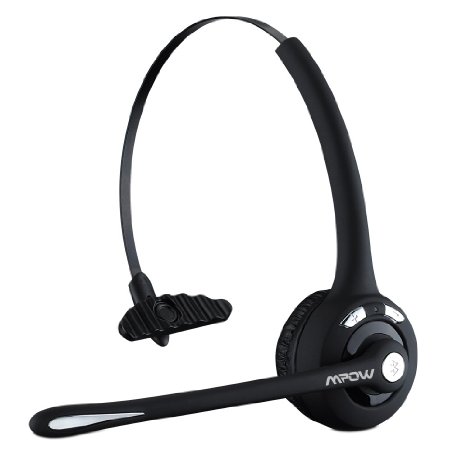 Mpow Professional Over-the-Head Driver's Rechargeable Wireless Bluetooth Headset w/ Microphone Noise Cancelling / 13 Hours Talking Time