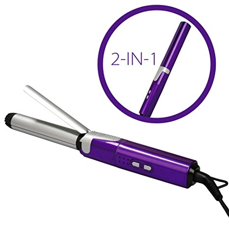 Berta 023B Professional Hair Straightener and Hair Curler 2 in 1 Curl & Straight Hair Flat Iron, Purple