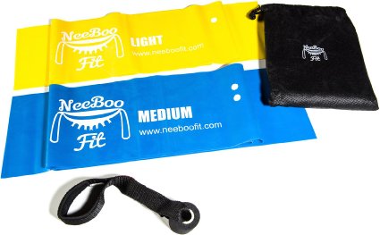 NeeBooFit Resistance Physical Therapy Band Set - Best Flat ExerciseFitness Bands - 6 Feet Long 6 Inches Wide - Door Anchor and Carry Bag Included