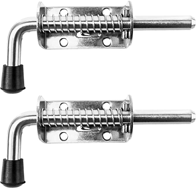 QWORK Spring Loaded Latch Pin, 2 Pack Heavy Duty 304 Stainless Steel Barrel Bolt Lock Spring Loaded Latch Locking Door Lock