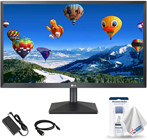 LG 22MN430H-B 21.5" 16:9 FreeSync IPS Gaming Monitor with HDMI Cable, LCD Cleaning Kit, and Electronics Basket Microfiber Cloth - Base Bundle