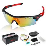 POSHEI P01 Polarized UV Protection Sports Glasses for Men or Women  Cycling Wrap Sunglasses with 5 Interchangeable Lenses Unbreakable  for Riding Driving Fishing Running Golf and Outdoor Activities