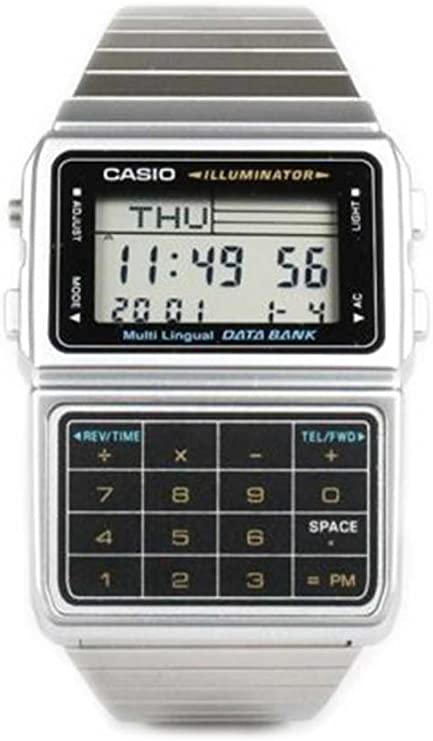 Casio DBC611-1 Mens Stainless Steel Databank Calculator Watch 5 Alarms Stopwatch