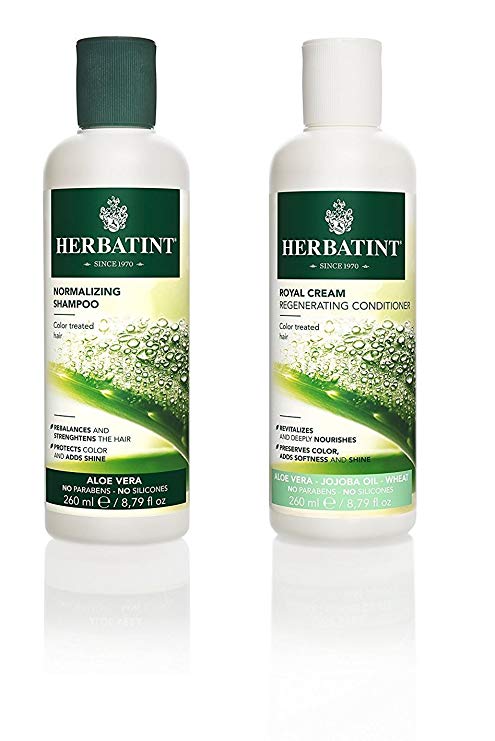 Herbatint Normalizing Shampoo and Royal Cream Conditioner Bundle With Aloe Vera, 8.79 fl oz