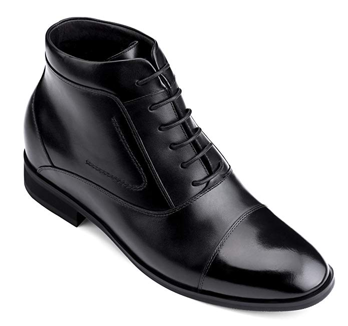 Toto - A1182-2.8 Inches Taller - Height Increasing Elevator Shoes - Black Ankle Boots