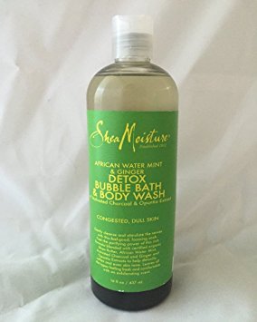 Shea Moisture African Water Mint & Ginger Detox Bubble Bath & Body Wash for Unisex, 16 Ounce