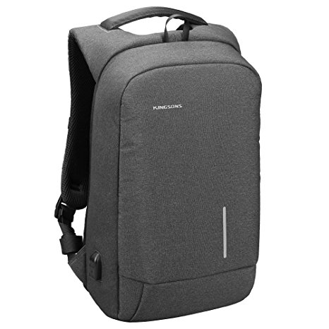 Laptop Backpack, Kingsons Business Travel Computer Bag with USB Charging Port Anti-Theft Water Resistant for 15.6-Inch Laptop(Dark Grey)