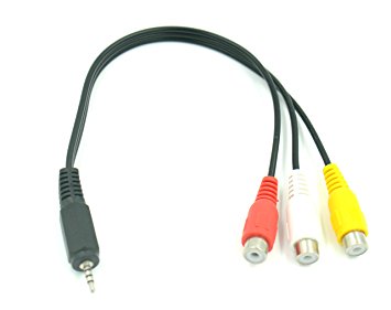 LIQUN 2.5mm Plug Male to 3 RCA Female Adapter Audio Video Composite Adapter Cable For AV ,Audio , video, LCD TV,HDTV