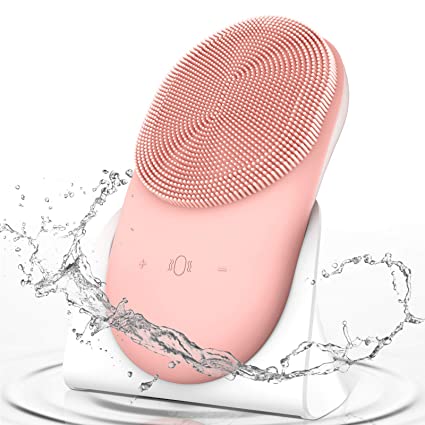 Facial Cleansing Brush, CrazyFire Sonic Waterproof Cleansing Brush(8 Adjustable Speeds) Effectively Cleans and Exfoliates, Soft Silicone Heated Massage Helps Open pores&Import Essence, Relieve Fatigue