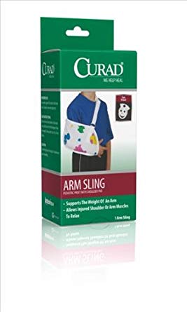 Medline Curad Toddler Arm Sling with Shoulder Pad, Pediatric Print