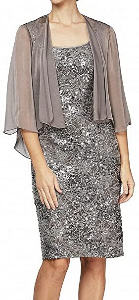 Alex Evenings Women's Short Embroidered Dress with Illusion Jacket