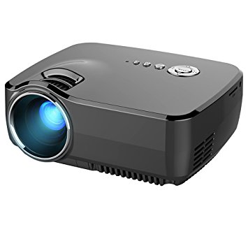Mini Projector, Honyi 1200 Lumen 150" Full Color Portable HD Movie Projector, Built-in Analogue Tuner TV 800*480 Resolution 600:1 Contrast HDMI Multimedia LED Projector for Home Theater,PS2/PS3/XBOX Games,Iphone,Ipad with TV/IP/IR/USB/SD/HDMI/VGA (Black, UK Plug)