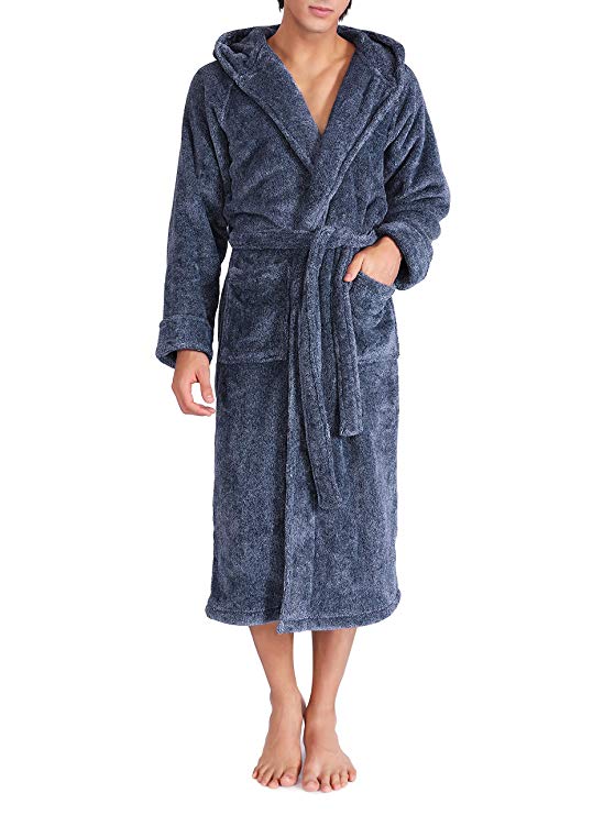 DAVID ARCHY Men’s Soft Fleece Plush Robe Full Length Long and Knee Length Big and Tall Bathrobe