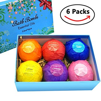 Bath Bombs Gifts For Women - Ultra Large Lush Handmade Natural Essential Oil SPA Bath for Dry Skin Moisturize,Birthday Gifts idea For Her/Him, wife, girlfriend, men, women (6 x 3.6 OZ)