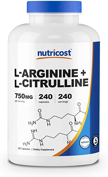 Nutricost L-Arginine L-Citrulline Complex 750mg, 240 Capsules - Non-GMO