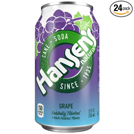 Hansen's Natural Cane Soda (Grape, 12 fl oz, Pack of 24)