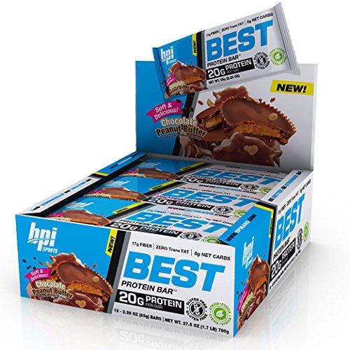 BPI Sports Best Protein Bar, Chocolate Peanut Butter, 12 Count - 20g Ideal Protein Mix