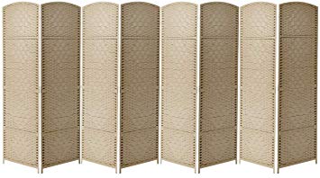 Sorbus Room Divider Privacy Screen, Foldable Panel Partition Wall Divider, Room Dividers and Folding Privacy Screens, Diamond Double-Weaved (8 Panel, Beige)