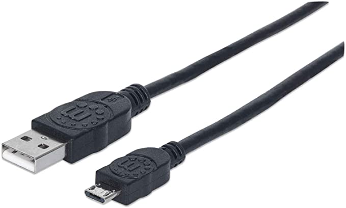 Manhattan USB-A to Micro-USB Cable, 1.8 m, Male to Male, 480 Mbps (USB 2.0), Black, Polybag