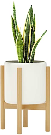 MUDEELA 10 inches Plant Stand, Bamboo Mid Century Modern Plant Stand, Flower Plant Pot Holder Stand (Pot & Plant Not Included), Indoor Plant Stand Rack, Fits Up to 10 inches Planter, Natural