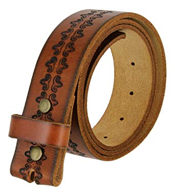 BS042 Vintage Tooled Full Grain Cowhide Leather Casual Jean Replacement Belt Strap 1.5" Wide