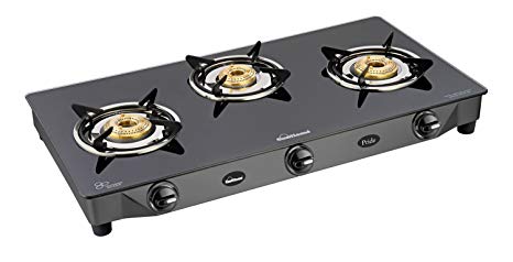 Sunflame Stainless Steel 3 Burners Gas Stove, Black