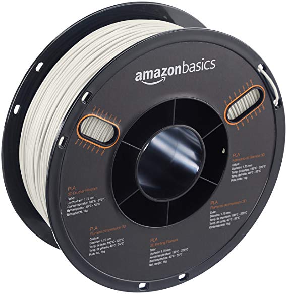 AmazonBasics PLA 3D Printer Filament, 1.75mm, Pearl White, 1 kg Spool