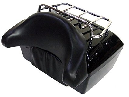 TMS TBOX-JK1001-K Motorcycle Luggage Tour Trunk Tail Box with Top Rack Backrest