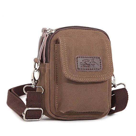 BAOSHA YB-02 Multi Purpose Vintage Small Canvas Messenger Cross Body Bag Pack Organizer Shoulder Bag can be used as Security Money Waist Bags Pouch