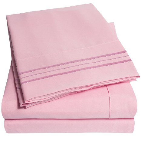 1500 Supreme Collection Bed Sheets - PREMIUM QUALITY BED SHEET SET & LOWEST PRICE, SINCE 2012 - Deep Pocket Wrinkle Free Hypoallergenic Bedding - Over 40  Colors - 4 Piece, King, Pink