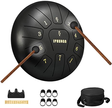Steel Tongue Drum 11 Notes 10 Inch Dia Percussion - Tank Drum Handpan Drum Instruments with Mallets,Travel Bag for Musical Education Concert Mind Healing Yoga Meditation