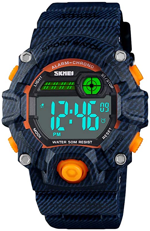 Boys Camouflage LED Sports Watch,Waterproof Digital Electronic Casual Military Wrist Kids Sports Watch with Silicone Band Luminous Alarm Stopwatch Girls Watches
