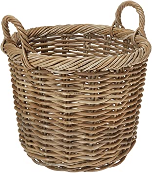 Kouboo Kobo Rattan Round Planter, Gray Decorative Storage Basket