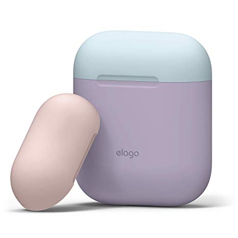 elago AirPods Duo Case [Body-Lavender/Top-Pastel Blue, Lovely Pink] - [Extra Protection] [Hassle Free] - for Apple AirPods