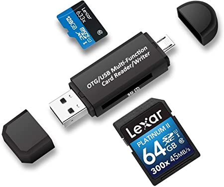 Card Reader Micro USB OTG Adapter and USB 2.0 for SDXC, SDHC, SD, MMC, RS-MMC, Micro SDXC, Micro SD, Micro SDHC Card and UHS-I Card