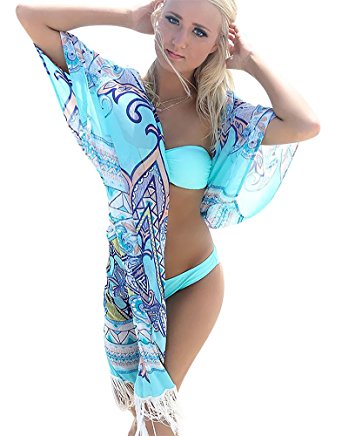 Oryer Womens Chiffon Swimsuit Bathing Suit Beach Bikini Swimwear Cover Up Dress