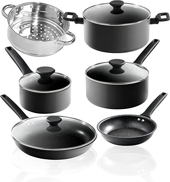 Granitestone Pro Premier Pots and Pans Set Nonstick, 10 Pc Hard Anodized Kitchen Cookware Set Nonstick, Ultra Durable, Diamond & Mineral Coating, Stay Cool Handles, Dishwasher Safe, 100% Toxin Free